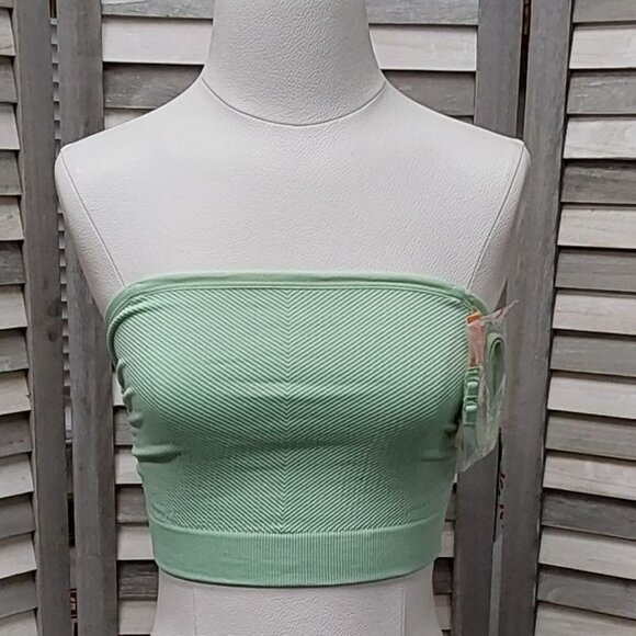 Women's Ruched Ribbed Bandeau Bra | Colsie | X Small - Picture 1 of 11